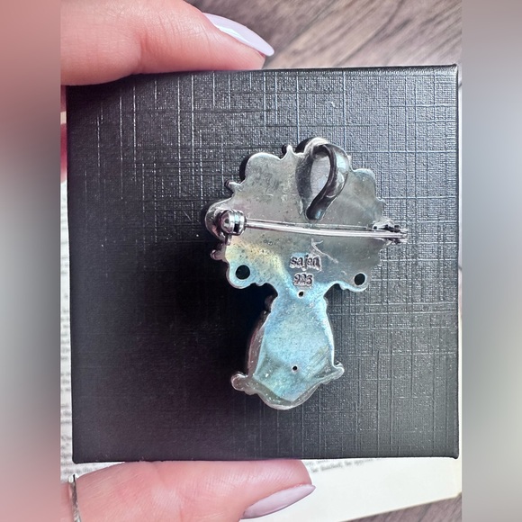Sajen brooch/pendant turquoise, blue topaz druzy - Picture 3 of 8